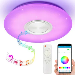 Умный светильник потолочный RGB 60Вт с Bluetooth + Пульт / Музыкальная люстра светодиодная / Смарт лампа на потолок