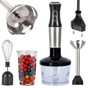 Погружной блендер 4в1 с чашей 600мл, 1200Вт, RAINBERG RB 6211 / Ручной блендер измельчитель / Кухонный миксер-блендер с венчиком