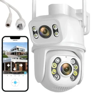 Уличная WIFI камера наблюдения 8Мп, 2 объектива, Dual IP Camera / Поворотная IP камера / Вайфай камера видеонаблюдения