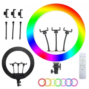 Кольцевая лампа RGB 45 см, MJ45 / Профессиональная светодиодная лампа для селфи / Кольцевой осветитель