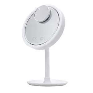 Настольное зеркало с подсветкой и вентилятором Beauty Breeze Mirror, Белое / Косметическое круглое зеркало