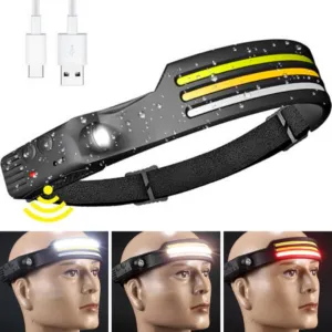 Налобный фонарь аккумуляторный с датчиком движения и USB, CB-689-3 / Силиконовый фонарик на лоб 4 режима