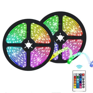 Набор 2 шт - Светодиодная Led лента 5м, 5050 RGB, с пультом управления / Неоновая лента / Подсветка в комнату