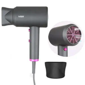 Профессиональный фен для укладки волос на 2000 Вт VGR V400 / Универсальный  мощный фен с насадкой