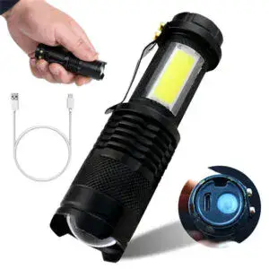 Фонарик ручной аккумуляторный с боковым светом, USB зарядка, кейс, BL-525+COB / Фонарик с аккумулятором