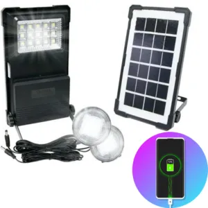 Портативна сонячна станція-ліхтар для зарядки 3000мАг, 30Вт GDTimes GD-07A / Світлодіодний ліхтар