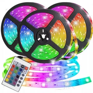 Комплект 3х светодиодных LED лент 5м, 3528 с пультом RGB / Многоцветная LED подсветка работает от сети