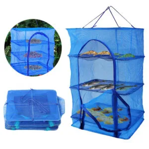 Сетка для сушки рыбы 45×45×65см / Складная сушилка фруктов грибов и овощей на 3 яруса