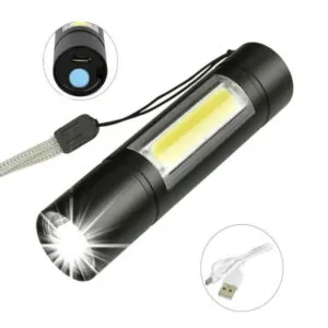 Фонарь ручной micro USB, XPE+COB, ВL-519 / Тактический мощный фонарик