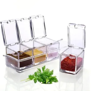 Набор емкостей для хранения специй на 4 отделения Crystal / Кухонный набор органайзер для специй