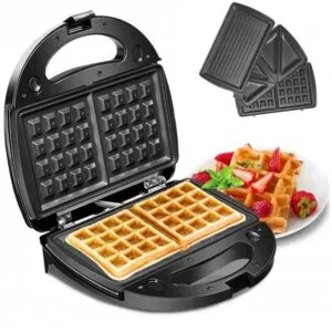 Электрическая cендвичница 4в1 Domotec MS-7704, 1000Вт / Домашняя бутербродница гриль / Вафельница орешница