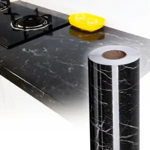 Самоклеящаяся пленка для кухни 5x0,6м Kitchen Sticker, Черный мрамор / Мраморная наклейка для мебели