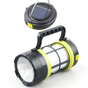 Переносной фонарь с солнечной батареей и повебанком, LED F-910 / Походный портативный фонарь