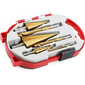 Набор ступенчатых и фрезеровальных сверл с титановым покрытием, 6 шт в кейсе / Сверла по металлу / Набор сверл