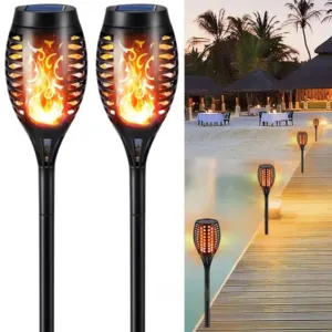 Набор 2шт Садовый фонарь 52см, на солнечной батарее Solar flame / Декоративная лампа с эффектом пламени