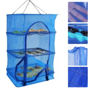 Сетка для сушки рыбы и фруктов (35х35х75 см), 3 яруса / Подвесная сушилка для овощей / Сушилка для рыбы