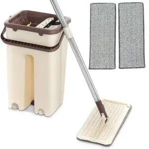 Набор швабра лентяйка с ведром 3,5л Scratch Cleaning Mop + 2 насадки / Плоская швабра с автоматическим отжимом