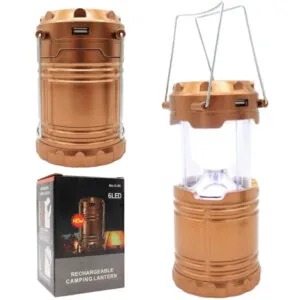 Складной аккумуляторный фонарик с солнесной батареей G-85, Золотой / Туристическая светлодиоидная лампа