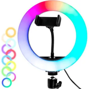 Кольцевая лампа RGB 20 см, от USB с держателем для телефона MJ20 / Сетодиодная лампа для блогеров