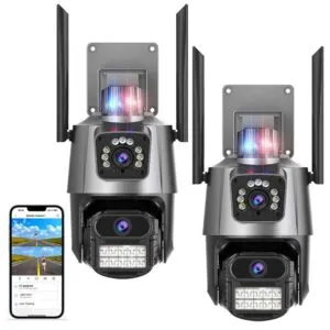 Комплект 2шт Уличная охранная WIFI камера 6MP,  Full HD, с сиреной Dual Lens / Вайфай камера наблюдения