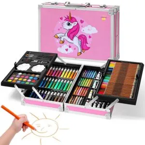Набор для рисования 145 предметов, в чемодане / Большой набор для творчества для девочки