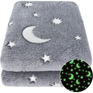 Светящийся плед 150х200см, Magic Blanket, Серый / Светящееся покрывало / Покрывало на кровать / Флисовый плед