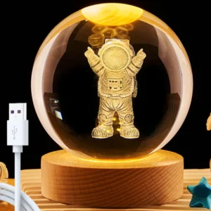 Декоративный 3D ночник хрустальный шар 6см, от USB, Теплый свет / Светильник ночник-шар для детей / Детский ночник настольный