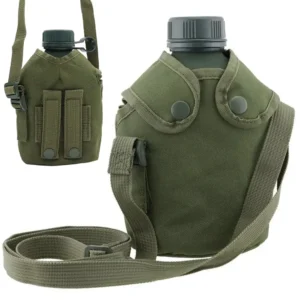 Тактическая фляга 1л с системой Molle + Чехол / Алюминиевая фляга для воды / Походная фляга туристическая