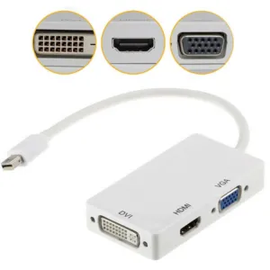 Конвертер адаптер 3в1 Mini DisplayPort на HDMI, DVI, VGA / Переходник на HDMI 4K/2K / Преобразователь 3в1