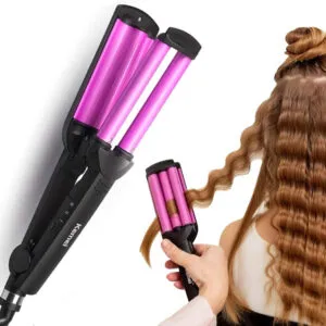 Плойка для волос тройная Kemei KM-2022 / Утюжок для локонов / Стайлер для укладки