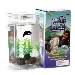 Аквариум самоочищающийся для рыбок 2л, My Fun Fish / Мини-аквариум с подсветкой / Аквариум маленький для рыбок