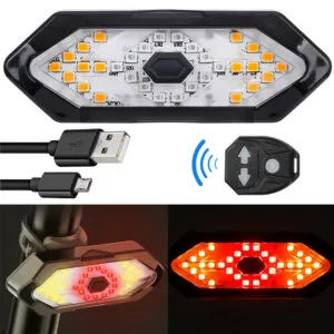 Велофара с поворотами и пультом, от USB, FY-1820 / Велосипедный фонарь / Задние поворотники на велосипед / Велогабариты