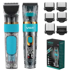 Аккумуляторная машинка для стрижки волос + 6 насадок, с USB, VGR V-695 / Триммер для стрижки