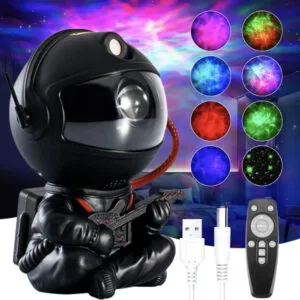 Ночник проектор звездного неба Космонавт с пультом, от USB, Черный / Лазерный проектор / Ночник космонавт