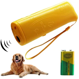 Ультразвуковой отпугиватель собак с фонариком 150dB, от батарейки Крона, AD-100 / Мощный отпугиватель от собак с дресировкой