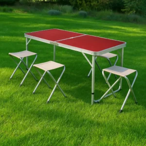 Складной стол для пикника + 4 стула, 120x70x60см / Стол туристический / Портативный стол для кемпинга