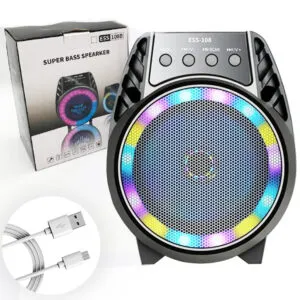 Колонка блютуз чемоданчик с ручкой USB, (SD, FM, AUX), ESS-108 / Портативная колонка / Светящаяся колонка