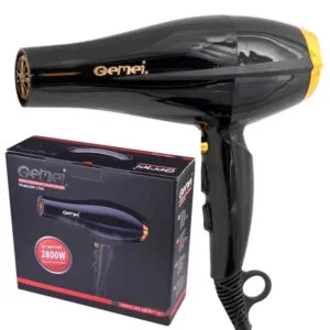 Фен для профессиональной укладки волос Gemei GM 1765 2800Вт, Черный / Мощный фен с регулятором скорости