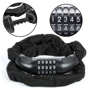 Велозамок кодовый в чехле, 85 см, против воровства / Велозамок цепного типа на код