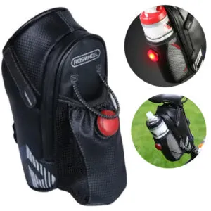 Сумка под седло с карманом для фляги и габаритом 24х14х7 см / Велосумка под седло из кожзаменителя