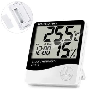 Электронный комнатный Термометр / Цифровой термометр с часами / Настольный термометр-гигрометр с будильником