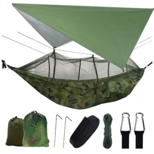 Гамак подвесной с москитной сеткой и тентом, до 200 кг (240×150см) / Гамак туристический походный