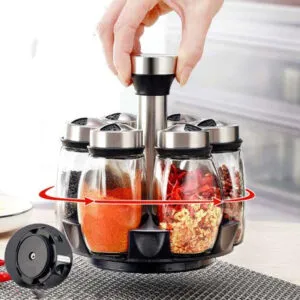 Набор баночек емкостей для специй 6шт на подставке Spice carousel / Органайзер для специй / Комплект баночек