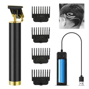 Аккумуляторный триммер для стрижки волос, 4 насадки T9 / Машинка беспроводная для окантовки, бороды и усов