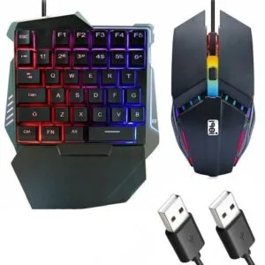 Игровая мини клавиатура и мышка, от USB с подсветкой, 198I G506, Черная / Комплект игровой клавиатуры и мышки