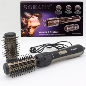 Фен-щетка для укладки волос 2в1 + 2 насадки, Sokany / Стайлер для волос / Фен-стайлер для завивки волос