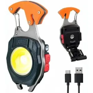 Аккумуляторный LED фонарик-брелок с карабином, от USB, W5147 / Мультитул-брелок / Мини фонарик на аккумуляторе