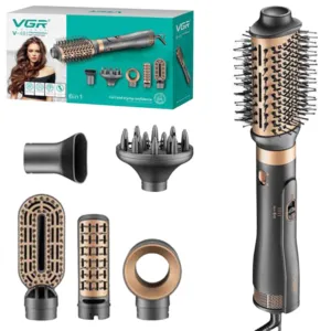 Фен стайлер для укладки волос 6в1, 1000Вт + 6 насадок, от сети, VGR V-491 / Фен расческа / Стайлер для волос
