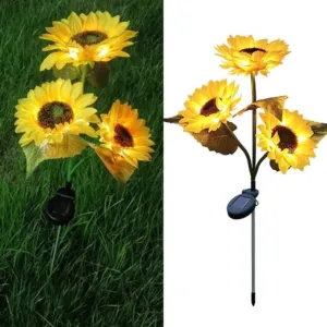 Садовый светильник с солнечной батарей 42,5 см, Подсолнух (1шт) / Декоративный фонарь для сада
