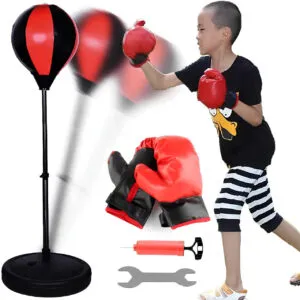 Детский боксерский набор Надувная груша на стойке (80-110см) + перчатки / Боксерская груша / Набор для бокса